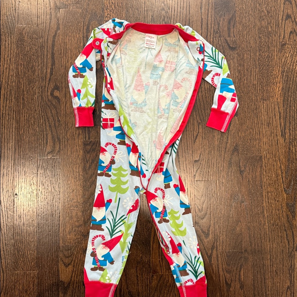Hanna Andersson christmas holiday Gnome Print Kids Footie pajamas size 3 90 - Picture 4 of 6